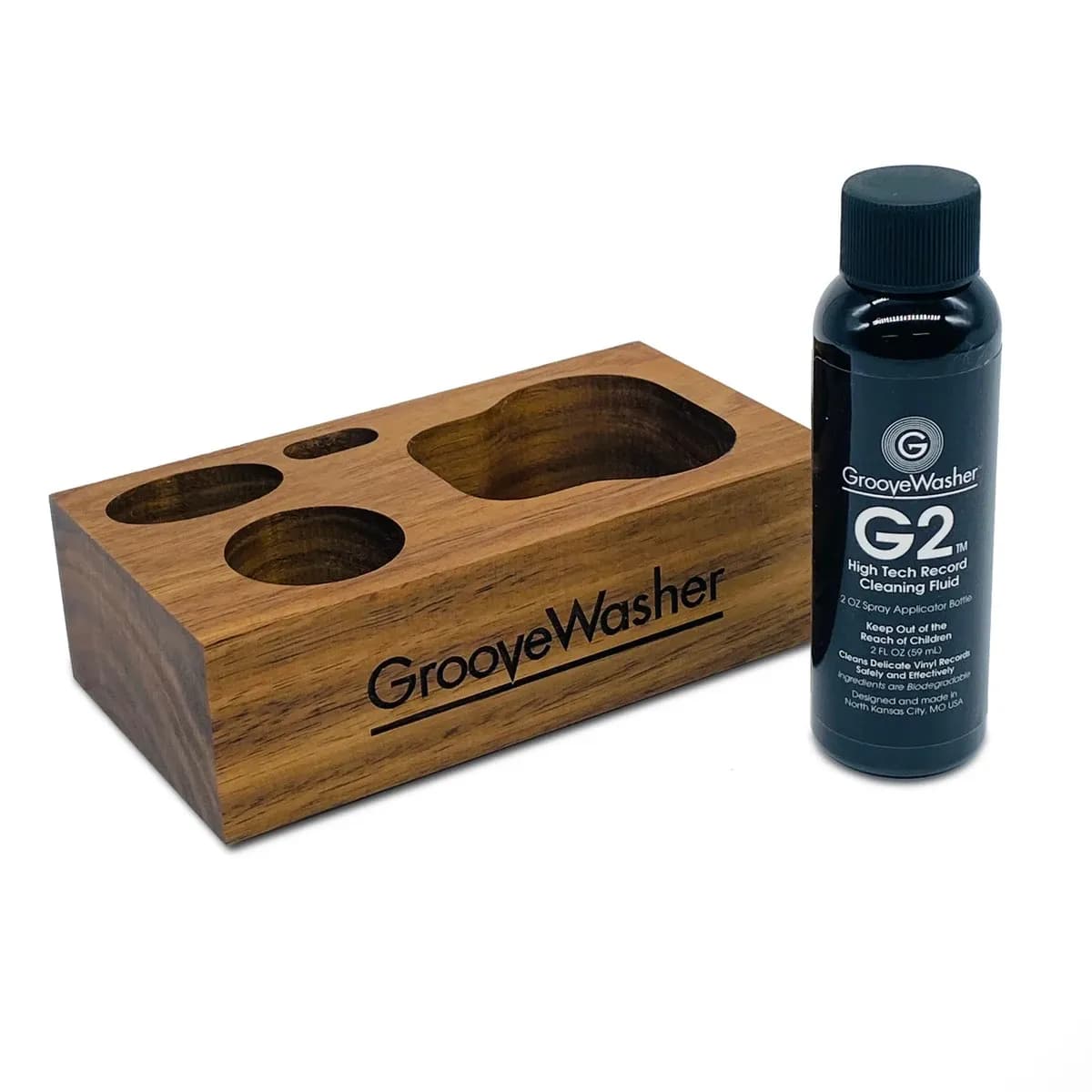 GrooveWasher – Bloque Expositor de Nogal + Líquido Limpiador G2 2oz - Miniatura 1 en LEMM DJ Store