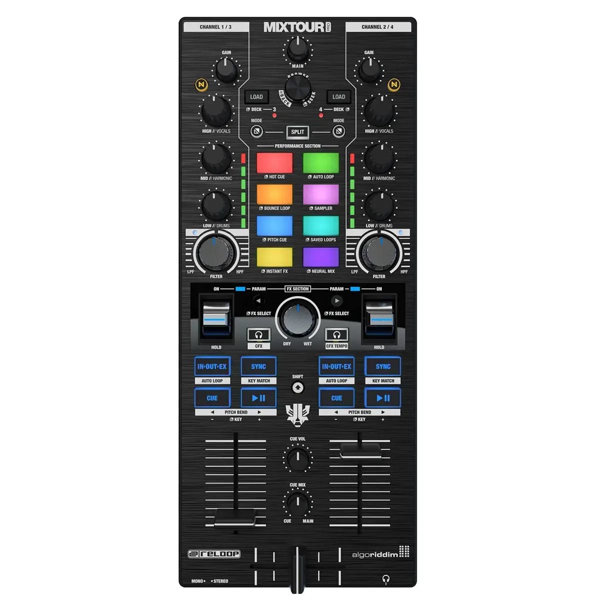 Reloop Mixtour Pro – Controladora DJ Portátil 4 Decks con Neural Mix™ - Variante - Vista alternativa en LEMM DJ Store