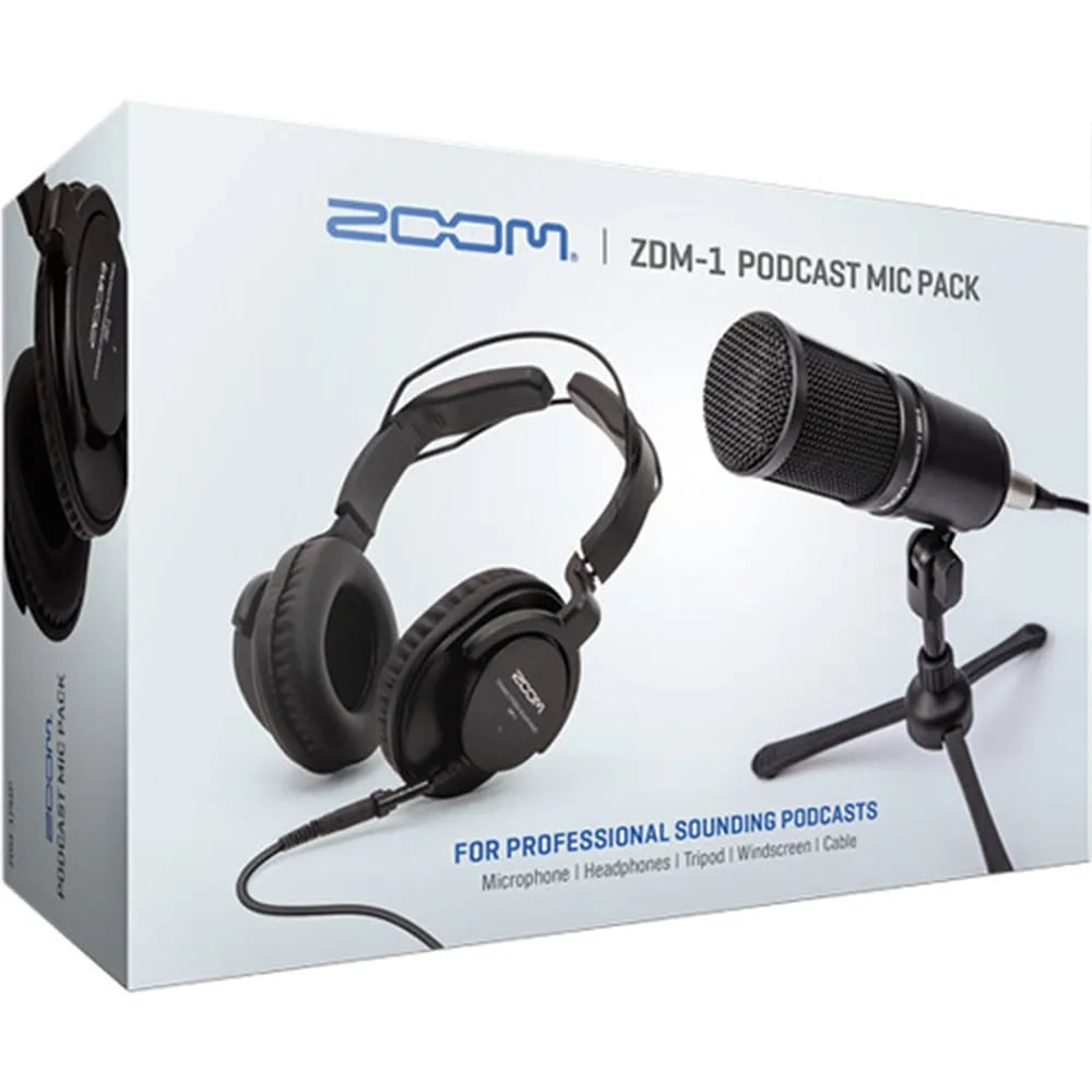Zoom ZDM-1PMP – Pack Micrófono Podcast con Audífonos, Parabrisas, Cable XLR y Soporte de Mesa - Variante en LEMM DJ Store
